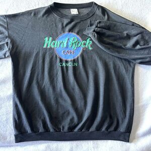 Vintage‎ 90s Hard Rock Cafe Cancun XL Rare Sweatshirt Crewneck Black